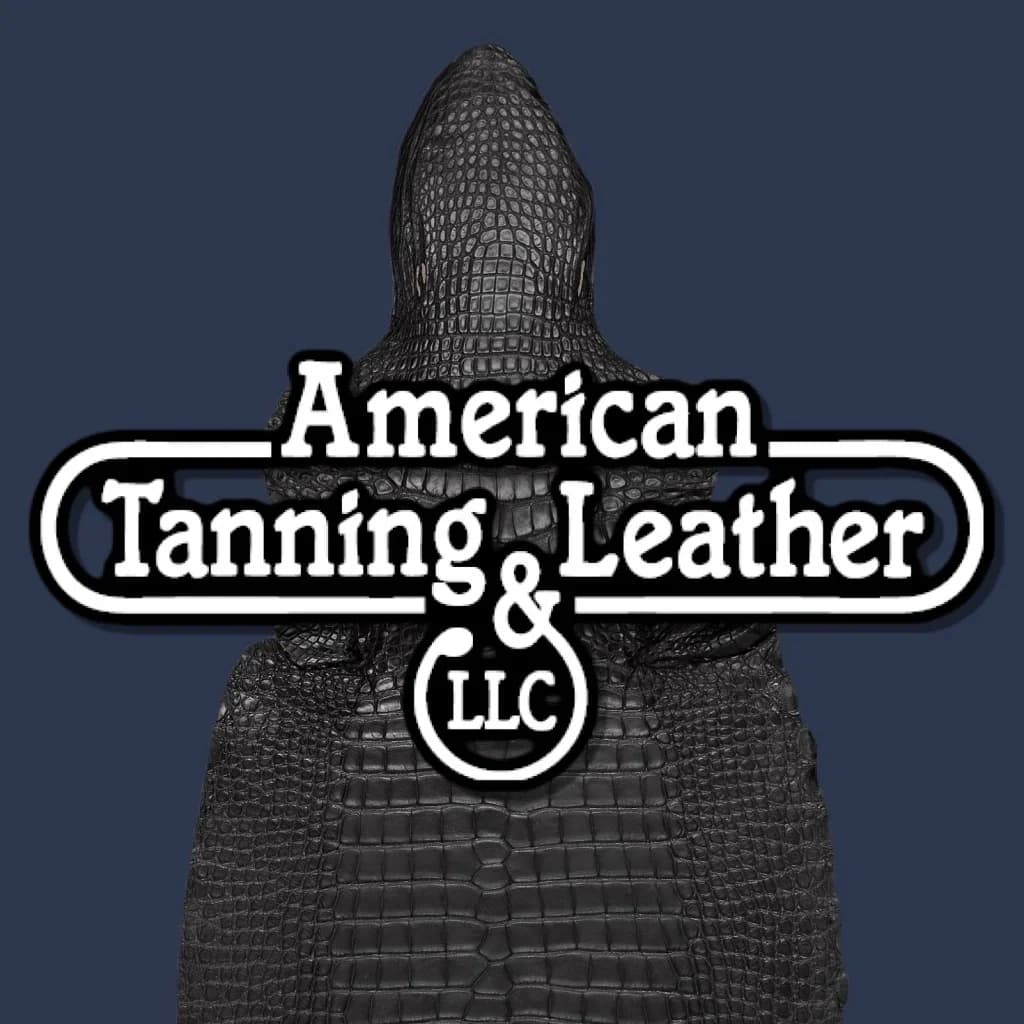 American Tanning & Leather logo with an alligator hide