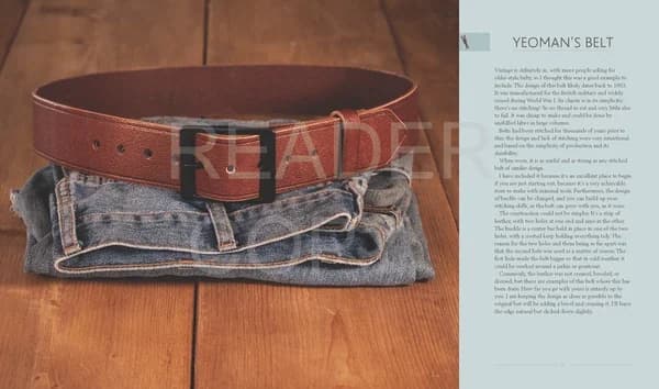 Leather belt and sample interior page from A Guide to Making Leather Belts with 12 Complete Projects