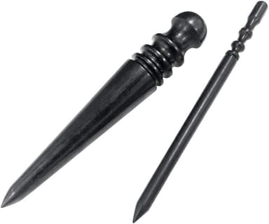 Two black ebony OWDEN leather edge burnishers in large and small sizes