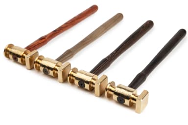Palosanto solid-brass leatherworking hammer with a dark wood handle