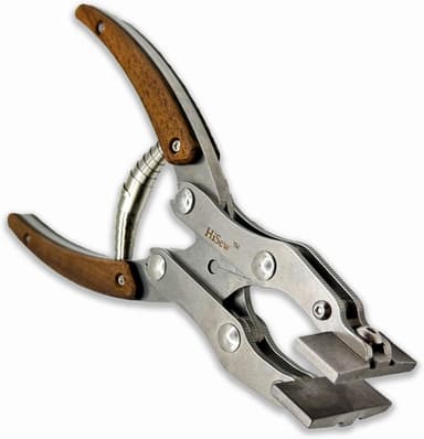 HiSew leather flat pliers with stainless-steel jaws and walnut handles