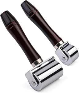 Mnuizu 26 mm and 60 mm leather press rollers with dark wooden handles