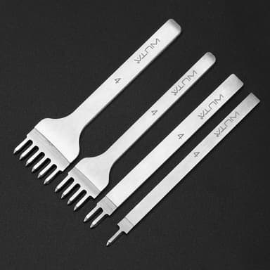 Four silver WUTA diamond pricking irons with 1, 2, 4, and 6 teeth
