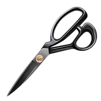 Black WUTA leather shears with brass pivot hardware