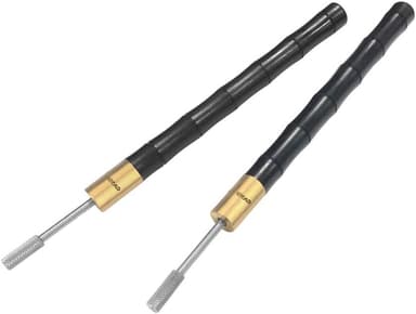 Two OWDEN rolling leather edge dye applicators with dark wood handles